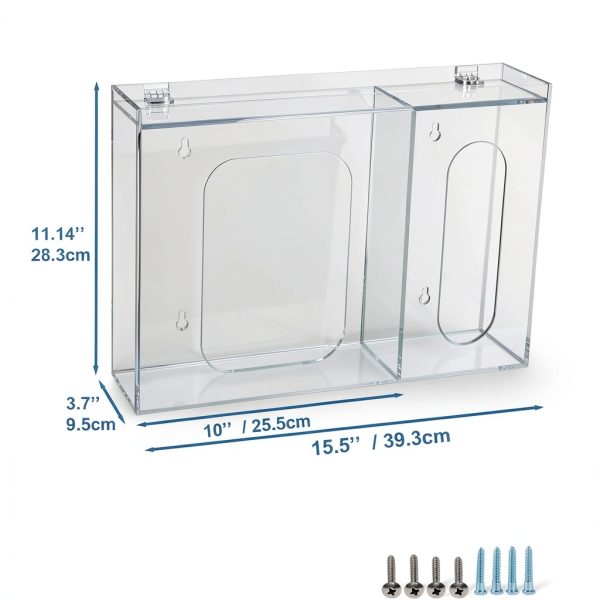 Acrylic Disposable Glove Holder SEANADO Wall-Mount Clear Organizer-5
