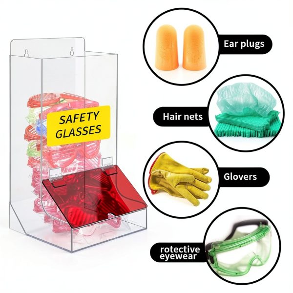 Safety Glasses Dispenser Spiareal 2-Pc Acrylic Wall Mount Holder-5