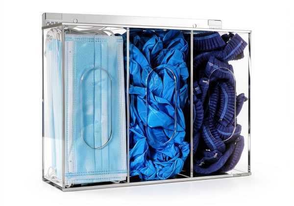 Hairnet Shoe Cover Dispenser Aphbrada Triple Acrylic Clear Box Holder-4