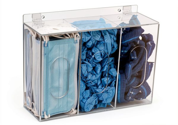Hairnet Shoe Cover Dispenser Aphbrada Triple Acrylic Clear Box Holder-2