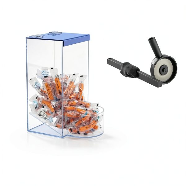 Earplug Holder IneVibe Universal Clear Acrylic Storage with Blue Lid-1