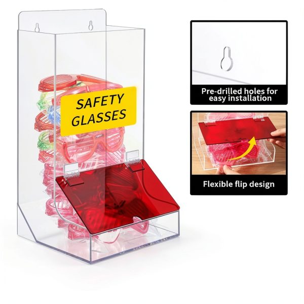 Safety Glasses Dispenser Spiareal 2-Pc Acrylic Wall Mount Holder-2