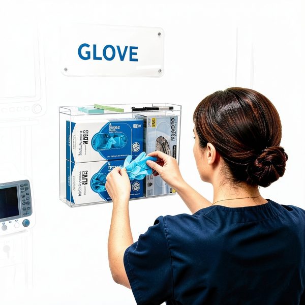 Acrylic Disposable Glove Holder SEANADO Wall-Mount Clear Organizer-1