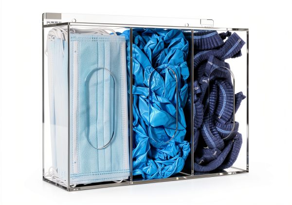 Hairnet Shoe Cover Dispenser Aphbrada Triple Acrylic Clear Box Holder-0