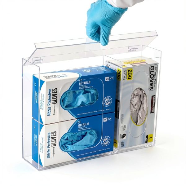 Acrylic Disposable Glove Holder SEANADO Wall-Mount Clear Organizer-3
