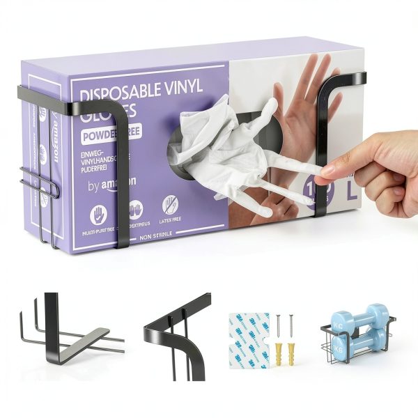 Glove Box Holder Wall Mount XILIMEN Disposable Dispenser Black 1PC-3