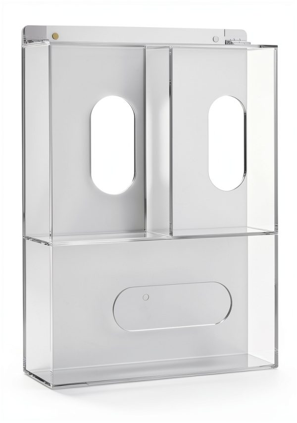 Acrylic Disposable Glove Box Mask Dispenser SEANADO Rack with Lid-5