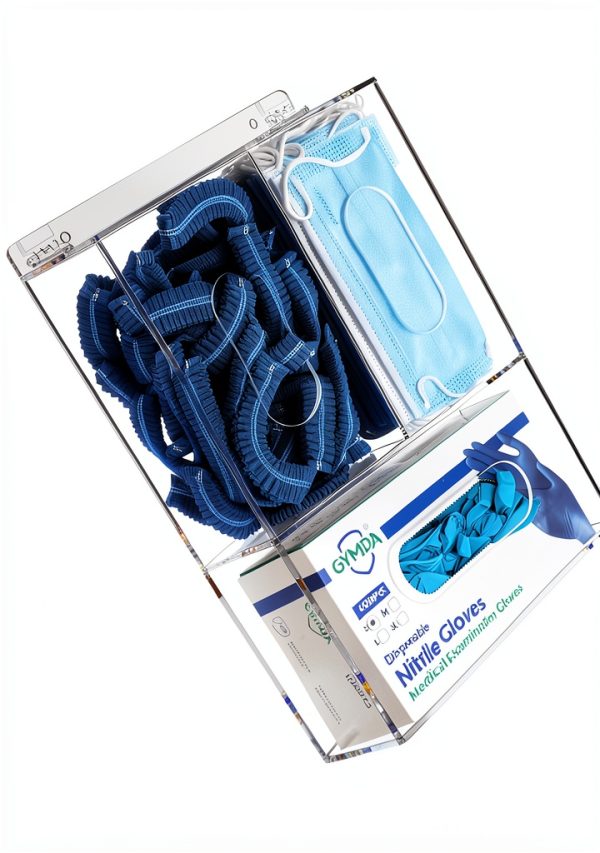 Acrylic Disposable Glove Box Mask Dispenser SEANADO Rack with Lid-3