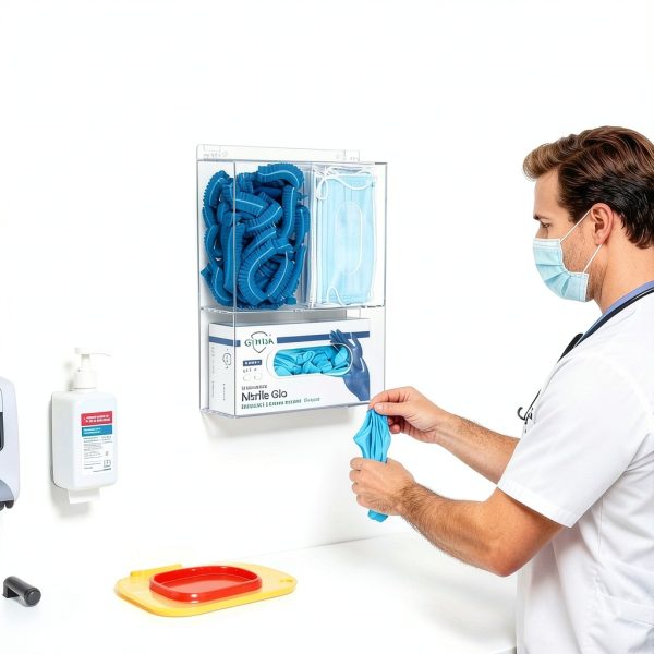 Acrylic Disposable Glove Box Mask Dispenser SEANADO Rack with Lid-1