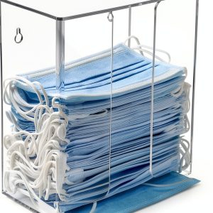 SEANADO Face Mask Dispenser Box Acrylic Glove Holder Hygiene Station with Lid for Disposable Emesis Bag, Shoe Cover and Hairnet,Wall Mount Holes or Tabletop Holder-0