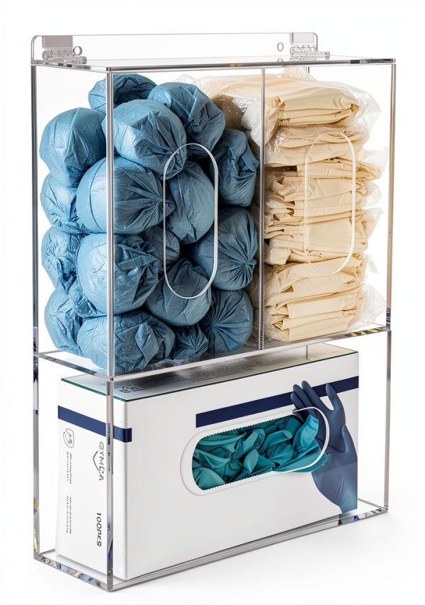 Acrylic Disposable Glove Box Mask Dispenser SEANADO Rack with Lid-4