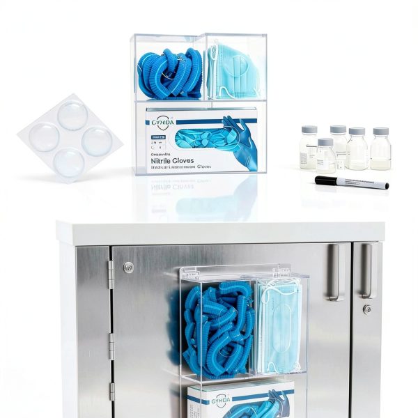 Acrylic Disposable Glove Box Mask Dispenser SEANADO Rack with Lid-2